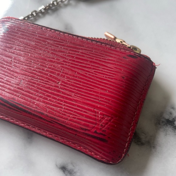 Louis Vuitton 💯 Authentic Red Epi Les Cles Leather Keychain Card Holder - Picture 3 of 9
